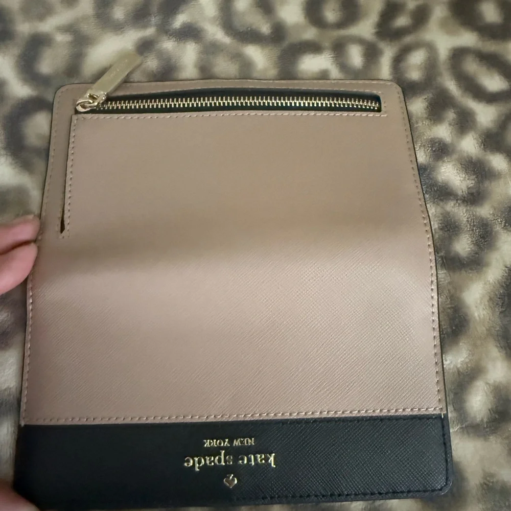 kate spade Black and Blush Leather Long Wallet